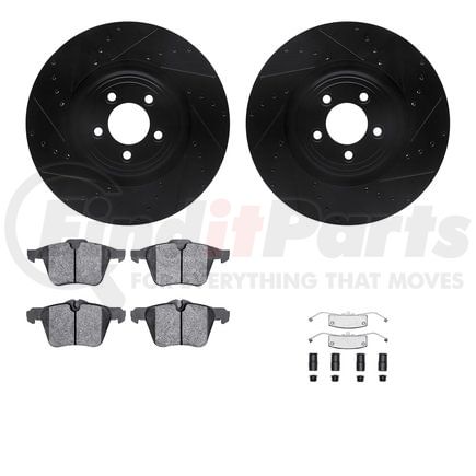 Dynamic Friction Company 8512-20094 Rotors-Drilled & Slotted-Black w/ 5000 Advanced Brake Pads Incl Hdw
