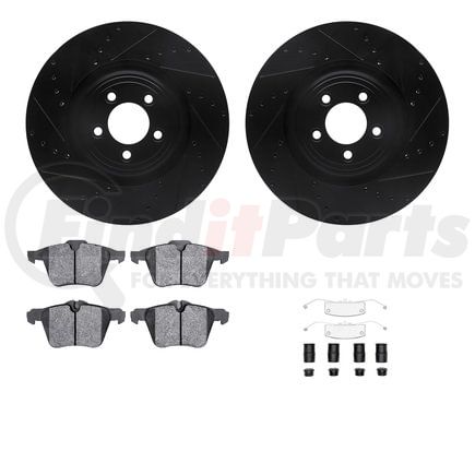 Dynamic Friction Company 8512-20099 Rotors-Drilled & Slotted-Black w/ 5000 Advanced Brake Pads Incl Hdw