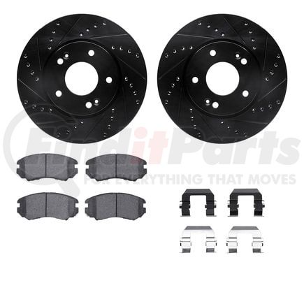 Dynamic Friction Company 8512-21014 Rotors-Drilled & Slotted-Black w/ 5000 Advanced Brake Pads Incl Hdw