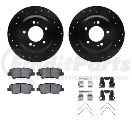 Dynamic Friction Company 8512-21022 Rotors-Drilled & Slotted-Black w/ 5000 Advanced Brake Pads Incl Hdw
