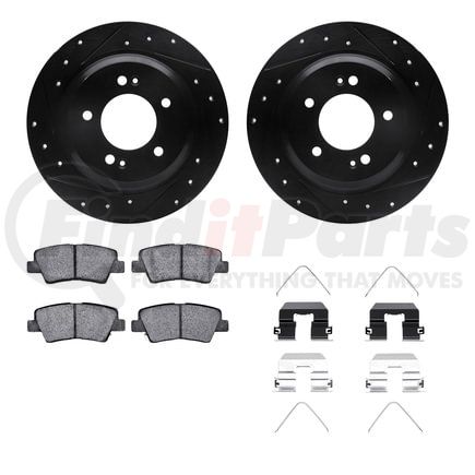 Dynamic Friction Company 8512-21033 Brake Rotor - Dimpled & Slotted - Black w/5000 Brake Pads & HW Kit