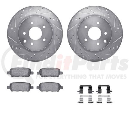 Dynamic Friction Company 7612-67003 Rotors-Drilled & Slotted-Silver w/ 5000 Euro Ceramic Brake Pads Incl Hdw