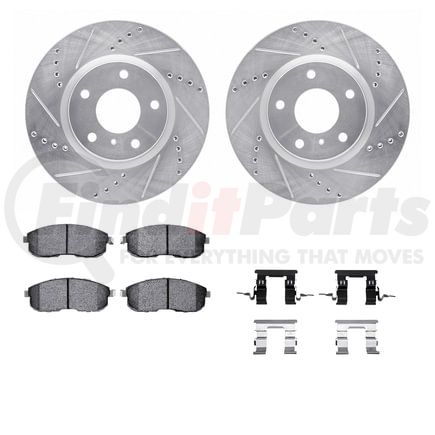 Dynamic Friction Company 7612-68000 Rotors-Drilled & Slotted-Silver w/ 5000 Euro Ceramic Brake Pads Incl Hdw