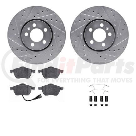 Dynamic Friction Company 7612-74024 Rotors-Drilled & Slotted-Silver w/ 5000 Euro Ceramic Brake Pads Incl Hdw