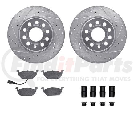 Dynamic Friction Company 7612-74043 Rotors-Drilled & Slotted-Silver w/ 5000 Euro Ceramic Brake Pads Incl Hdw