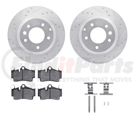 Dynamic Friction Company 7612-74046 Rotors-Drilled & Slotted-Silver w/ 5000 Euro Ceramic Brake Pads Incl Hdw