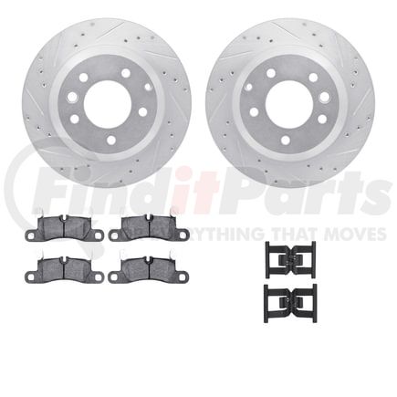 Dynamic Friction Company 7612-74047 Rotors-Drilled & Slotted-Silver w/ 5000 Euro Ceramic Brake Pads Incl Hdw