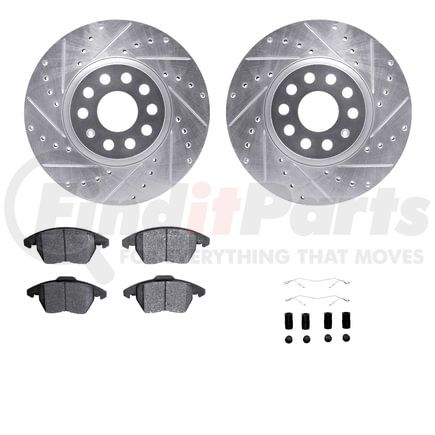 Dynamic Friction Company 7612-74053 Rotors-Drilled & Slotted-Silver w/ 5000 Euro Ceramic Brake Pads Incl Hdw