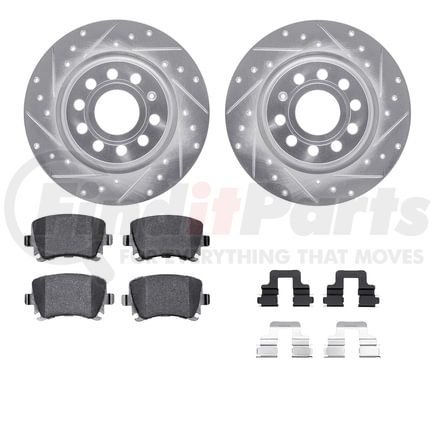 Dynamic Friction Company 7612-74056 Rotors-Drilled & Slotted-Silver w/ 5000 Euro Ceramic Brake Pads Incl Hdw