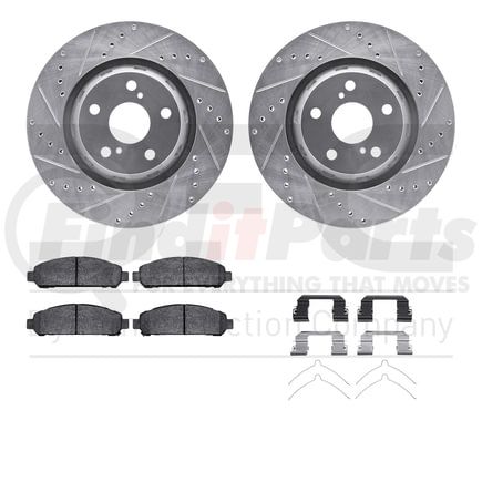 Dynamic Friction Company 7612-76002 Rotors-Drilled & Slotted-Silver w/ 5000 Euro Ceramic Brake Pads Incl Hdw