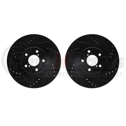 Dynamic Friction Company 8002-13000 Brake Rotors - Drilled & Slotted - Black