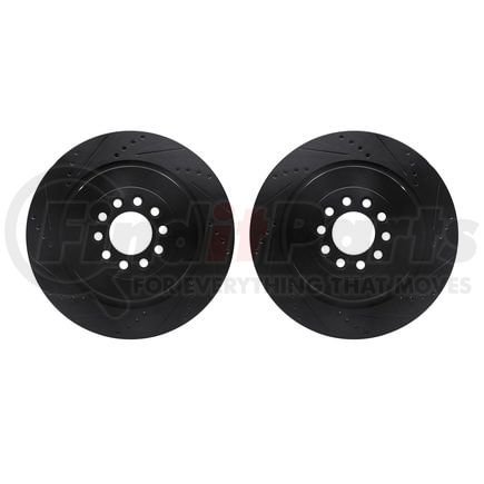 Dynamic Friction Company 8002-20008 Brake Rotors - Drilled & Slotted - Black