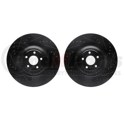 Dynamic Friction Company 8002-20028 Brake Rotors - Drilled & Slotted - Black