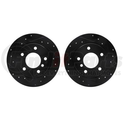 Dynamic Friction Company 8002-31075 Brake Rotors - Drilled & Slotted - Black