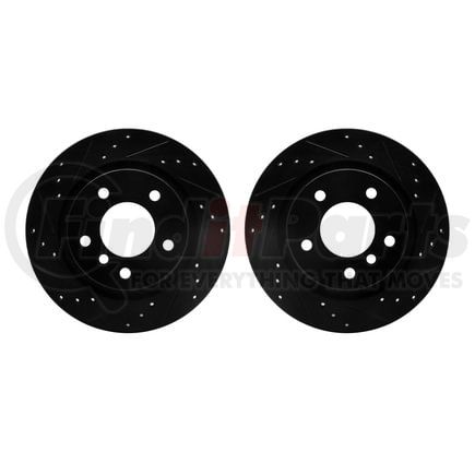 Dynamic Friction Company 8002-31080 Brake Rotors - Drilled & Slotted - Black