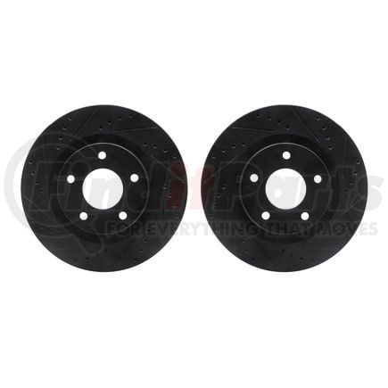 Dynamic Friction Company 8002-39000 Brake Rotors - Drilled & Slotted - Black