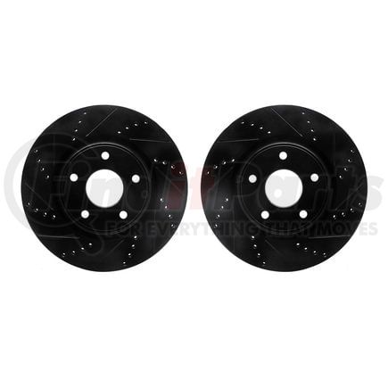 Dynamic Friction Company 8002-40014 Brake Rotors - Drilled & Slotted - Black