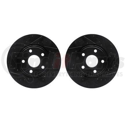 Dynamic Friction Company 8002-42005 Brake Rotors - Drilled & Slotted - Black