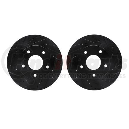 Dynamic Friction Company 8002-48014 Brake Rotors - Drilled & Slotted - Black