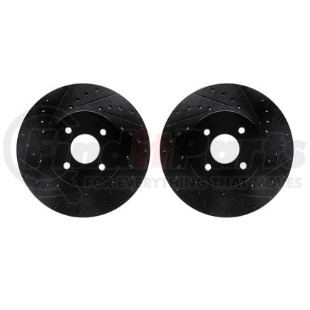 Dynamic Friction Company 8002-54136 Brake Rotors - Drilled & Slotted - Black