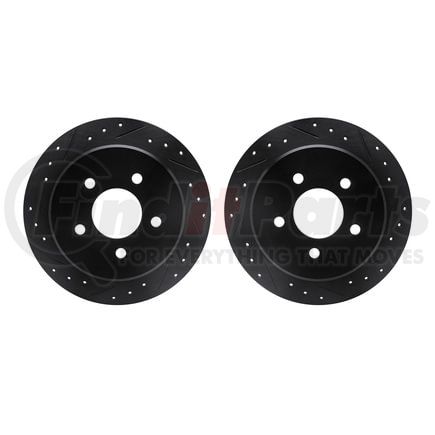 Dynamic Friction Company 8002-54208 Brake Rotors - Drilled & Slotted - Black