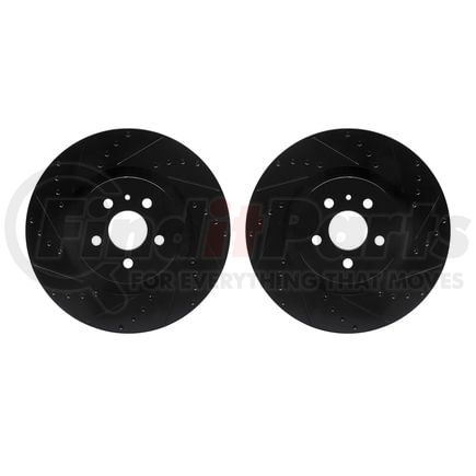 Dynamic Friction Company 8002-55000 Brake Rotors - Drilled & Slotted - Black