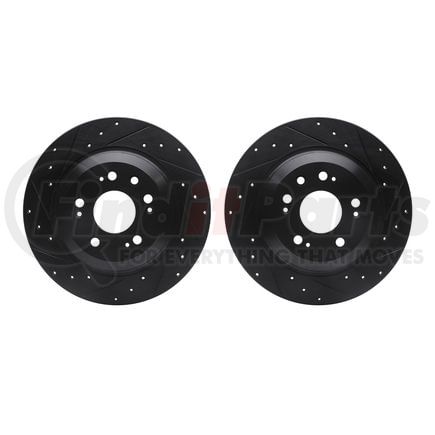 Dynamic Friction Company 8002-58032 Brake Rotors - Drilled & Slotted - Black