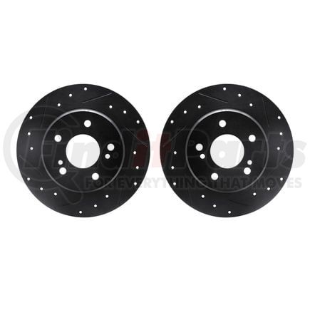 Dynamic Friction Company 8002-63080 Brake Rotors - Drilled & Slotted - Black