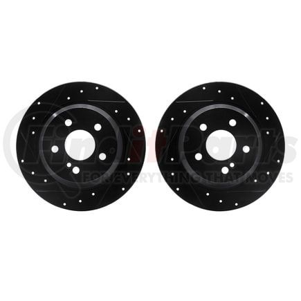 Dynamic Friction Company 8002-63120 Brake Rotors - Drilled & Slotted - Black