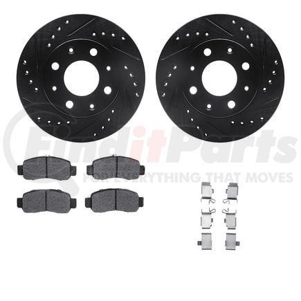 Dynamic Friction Company 8512-59002 Rotors-Drilled & Slotted-Black w/ 5000 Advanced Brake Pads Incl Hdw