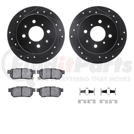 Dynamic Friction Company 8512-59009 Rotors-Drilled & Slotted-Black w/ 5000 Advanced Brake Pads Incl Hdw