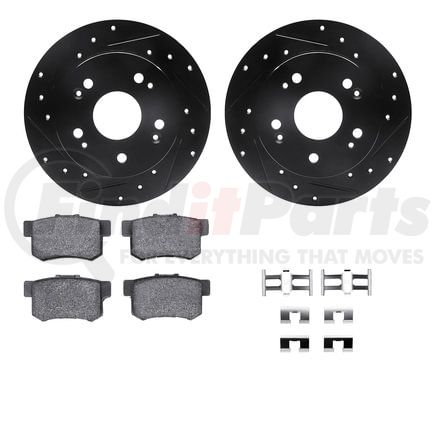 Dynamic Friction Company 8512-59028 Rotors-Drilled & Slotted-Black w/ 5000 Advanced Brake Pads Incl Hdw