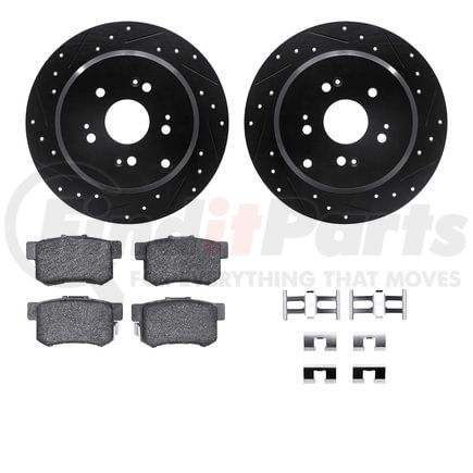 Dynamic Friction Company 8512-59041 Brake Rotor - Dimpled & Slotted - Black w/5000 Brake Pads & HW Kit