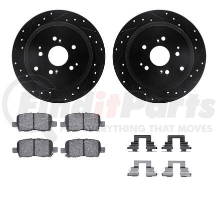 Dynamic Friction Company 8512-59062 Brake Rotor - Dimpled & Slotted - Black w/5000 Brake Pads & HW Kit