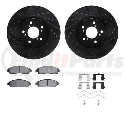 Dynamic Friction Company 8512-59080 Rotors-Drilled & Slotted-Black w/ 5000 Advanced Brake Pads Incl Hdw