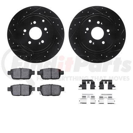 Dynamic Friction Company 8512-59078 Brake Rotor - Dimpled & Slotted - Black w/5000 Brake Pads & HW Kit