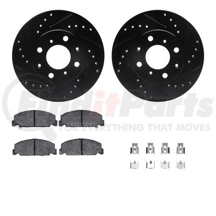 Dynamic Friction Company 8512-59109 Rotors-Drilled & Slotted-Black w/ 5000 Advanced Brake Pads Incl Hdw