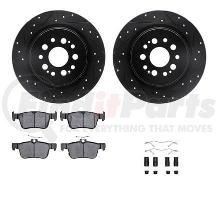 Dynamic Friction Company 8512-59110 Brake Rotor - Dimpled & Slotted - Black w/5000 Brake Pads & HW Kit
