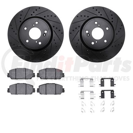 Dynamic Friction Company 8512-59115 Rotors-Drilled & Slotted-Black w/ 5000 Advanced Brake Pads Incl Hdw