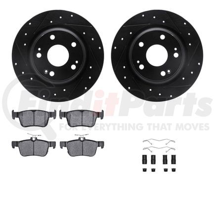 Dynamic Friction Company 8512-59123 Rotors-Drilled & Slotted-Black w/ 5000 Advanced Brake Pads Incl Hdw
