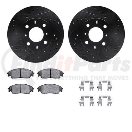 Dynamic Friction Company 8512-59161 Rotors-Drilled & Slotted-Black w/ 5000 Advanced Brake Pads Incl Hdw