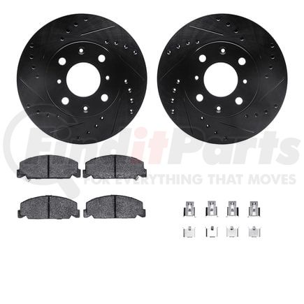 Dynamic Friction Company 8512-59162 Rotors-Drilled & Slotted-Black w/ 5000 Advanced Brake Pads Incl Hdw