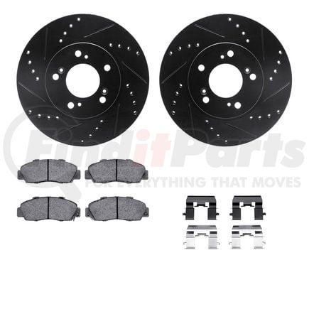 Dynamic Friction Company 8512-59313 Rotors-Drilled & Slotted-Black w/ 5000 Advanced Brake Pads Incl Hdw