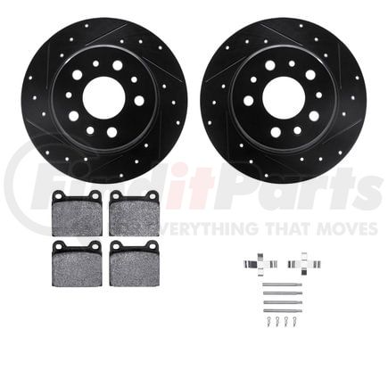 Dynamic Friction Company 8512-63009 Rotors-Drilled & Slotted-Black w/ 5000 Advanced Brake Pads Incl Hdw