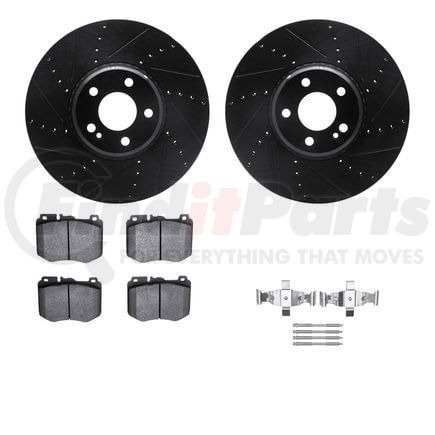 Dynamic Friction Company 8512-63071 Rotors-Drilled & Slotted-Black w/ 5000 Advanced Brake Pads Incl Hdw