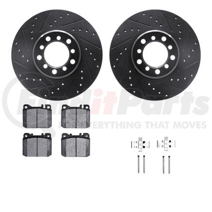 Dynamic Friction Company 8512-63200 Rotors-Drilled & Slotted-Black w/ 5000 Advanced Brake Pads Incl Hdw