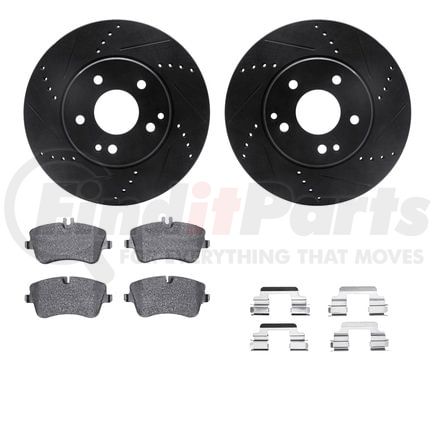 Dynamic Friction Company 8512-63296 Rotors-Drilled & Slotted-Black w/ 5000 Advanced Brake Pads Incl Hdw