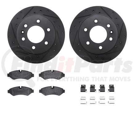 Dynamic Friction Company 8512-63584 Rotors-Drilled & Slotted-Black w/ 5000 Advanced Brake Pads Incl Hdw