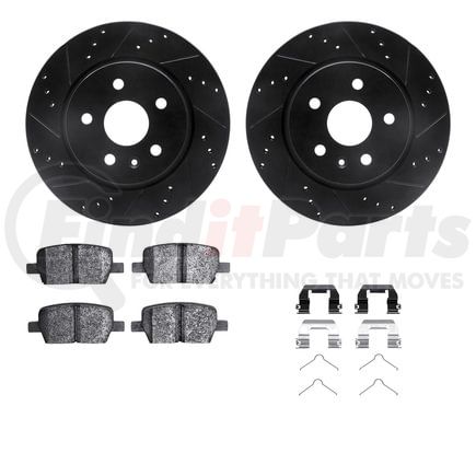 Dynamic Friction Company 8512-65029 Rotors-Drilled & Slotted-Black w/ 5000 Advanced Brake Pads Incl Hdw