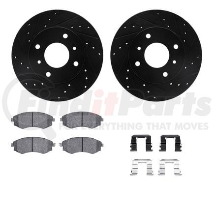 Dynamic Friction Company 8512-67029 Rotors-Drilled & Slotted-Black w/ 5000 Advanced Brake Pads Incl Hdw
